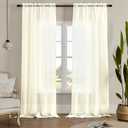 MYSTIC-HOME Sheer Curtains 95 Inches Long, Window Treatments Rod Pocket Drapes for Living Room, Bedroom, Semi Crinkle Voile Curtain Panels for Yard, Villa, Parlor, Set of 2, 52"x95", Beige