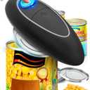 One Touch Electric Can Opener Fits Almost All Can Sizes for Seniors with Arthritis, Hand Held Battery Operated Can Opener with Smooth Edge, Food Safe Kitchen Gadgets Automatic Can Opener for Kitchen (Black+Grey)