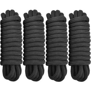 Dock Lines 4 Pack 1/2" x 20' Double Braided Nylon Boat Dock Lines Pre-spliced with a 12" Loop, Easy to Handle Boat Ropes for Docking, Marine-Grade Dock Lines for Boats 1/2 Inch Boat Lines,J-FM TWNTHSD