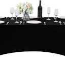 Spandex Table Cover for 8FT or 4ft or 6ft Table Universal Fitted Stretch Tablecloth for Party, Banquet, Wedding and Events-Black