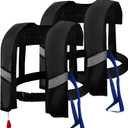 2-Pcs Automatic Inflatable Life Jacket,Adjustable Nylon Swim Vest with CO2 Inflation, Reflective Strips & Safety Buckle,Gas Cylinders Not Included. (Black)