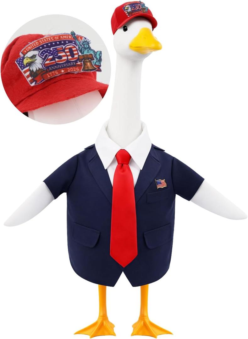 2 x 250 Anniversary American Goose Outfits 4th of July Patriotic Costume Goose Clothes for 23" Lawn Plastic/Cement Statue Outdoor Courtyard Garden Yard Decoration