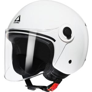 TRIANGLE Open Face Motorcycle Helmet Retro 3/4 Helmets with Clear Visor for Men Women DOT Approved (White, M)