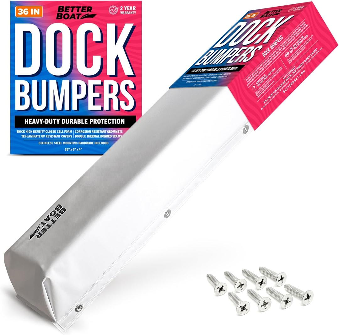 Boat Dock Bumper Guards, Marine-Grade Pads with Screws, for Dock Edge, Piling, Vertical Poles, Horizontal Deck, or Pier Fenders