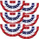 6 Pack 3x6 Ft American Flag Bunting Patriotic Pleated Fan Flag Banner for Outdoor Porch & Railing, Red White & Blue Decor for 4th of July, Memorial Day, Independence Day Decorations