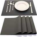ME.FAN Silicone Placemats [17.7''x12.6''] Heat-Resistant Thicken Non-Slip Tablemats Non-Skid Table Mats Set of 4 (Dark Gary)