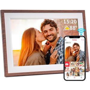 Frameo 10.1 Inch WiFi Digital Picture FrameElectronic Frame,1280 * 800IPS HD Cloud Smart Digital Photo Frame,32GB Storage, Wall Mountable, Auto-Rotate,Easy to Share Photos or Videos via FRAMEO APP (Wood grain color)
