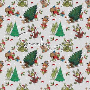 Febbleshow Funny Christmas Wrapping Paper for Boys Girls Kids - Xmas Gift Wrap with Green Monster, Trees, Snowflakes & Presents - 4 Jumbo Sheets, 28" x 40" Each (32 sq. ft ttl), Pack of 2