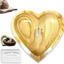 Prayer Bowl Wooden with 24 Prayer Cards&2 Wood Heart,Heart Shaped Decor Prayer Bowl,Religious Gift for Women,Mom, Dad, Daughter or Husband,Christian Easter Gifts for Mom,Men