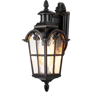 DEWENWILS Motion Sensor Outdoor Wall Lights Dusk to Dawn Exterior Light Fixture Wall Mount, Outdoor Porch Light with Water Ripple Glass, Wall Sconce Lantern for House Garage Patio