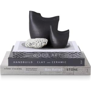 Decorative Books for Home Decor, Set of 3 Sizes Faux Books, Book Decor for Living Room, Office, Bookshelf, Coffee Table Decoration, Modern Stacked Display