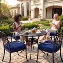 Summsun Outdoor Chair Cushions Set of 4: Waterproof Patio Furniture Cushions - 17 x 16 Inch Non Slip Round Corner Seat Cushion Pads with Removable Cover for Garden Yard Lawn, Navy Blue