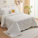 Cmfshape King Bedspread 106"x96",3 Piece King Quilt with 2 Shams,Lightweight White Quilt Set for All Season,Modern Coin Pattern Bedding Set