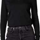 Amazon Essentials Women's Lightweight Long-Sleeve V-Neck Cotton Sweater (Large, Black)
