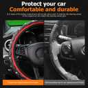 Bling Car Steering Wheel Cover, Non-Slip Elastic Stretch Leather Auto Steering Wheel Protector, Sparkling Diamond Vehicle Decor Accessories for Women Girls, Universal for Vehicles (Red)