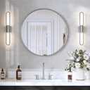 30 Inch Brushed Nickel Round Bathroom Mirror for Over Sink | Circle Mirror with Aluminum Frame, Wall Mirror for Vanity, Entryway, Living Room, Hallway and Bedroom Decor
