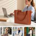 Wandering Nature Tote Bag for Women, Laptop Work Bag with 2 Cup Holders, Leather Purses and Handbags for Teacher Nurse Travel (Black)