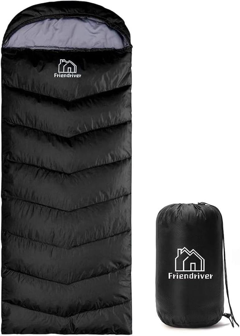 XL Size Upgraded Version of Camping Sleeping Bag 4 Seasons Warm and Cool, Lighter Weight, Adults and Children Can Use Waterproof Camping Bag, Travel and Outdoor Activities (86.6" x 33.46", Black Thick)