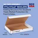 BOX USA Small Shipping Boxes 17.125"L x 11.125"W x 2"H, 50-Pack | Foldable Corrugated Cardboard Crush-Proof Box for Shipping, Packing, Moving and Storage