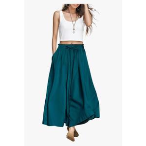 YESNO Women Wide Leg Pants Summer Floral Boho Palazzo Pants Casual High Waisted Flowy Crop Trousers with Pockets PSC size XL
