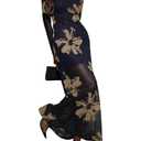 Verdusa Women's Floral Mesh Maxi Dresses Elegant Formal Long Sleeve Spring Wedding Guest Dress Cocktail Dark Blue, Small