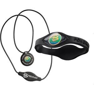 Power Balance Silicone Rubber Wristbands Bracelets Sports and Silicone Pendant Necklace for Men and Women (X-Large, black white/black black)