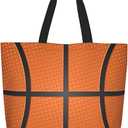 Sports Ball Texture Basketball Large Tote Bag Simple Casual Portable Shoulder Bags Reusable Grocery Handbag For Women Gym Travel
