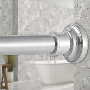 Haryaers Silver Long Curtain RodTension Shower Curtain Rods 30 to 124 inch Adjustable Spring Heavy Duty Rods for Bathroom Windows Outdoor No Drill No Slip Stainless Steel