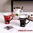 Chocolate Fondue Mug  Ceramic Melting Mug with Forks, Individual Fondue Cups for Chocolate, Cheese, Butter  Perfect Romantic Gift for Couples, Birthday or Valentines Day (1PCS-White)