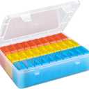 Mathtoxyz Bead Organizer Box(Red,Yellow,Blue), 31Pcs Small Bead Organizers and Storage Plastic Cases Mini Clear Containers Boxes with Hinged Lid and Rectangle for Bracelet Making DIY Jewelry Craft