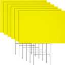 6 Pack Blank Corrugated Plastic Yard Signs w/Stakes 17x12 for Outdoor, Garage Sale Supplies, Estate Sale, Open House, Birthday, Lawn, 4mm Thick Neon Yellow Blank Yard Signs with Stakes