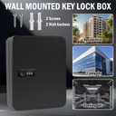 Key Box Wall Mount, 60 Steel Locking Key Cabinet Wall Mount, Combination Lock Box with Code, Hooks and Label Stickers