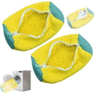 Shoe Washing Machine Bag, Sneaker Cleaning Laundry Reusable Shoe Bag for Washer and Dryer 2PCS for All Shoes (Yellow)