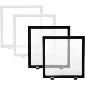 4 Pcs 3D Floating Display Case Frame Display Holder Stands Transparent PE Film Storage Box for Jewelry Challenge Coin Medal Antique 7 x 7 x 0.8 inch Black and White