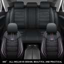 Yeleno02 Leather Car Seat Covers 5 Seats Front & Rear Seat Protector Full Set Universal Fit, Airbag Compatible (Black&Pink)
