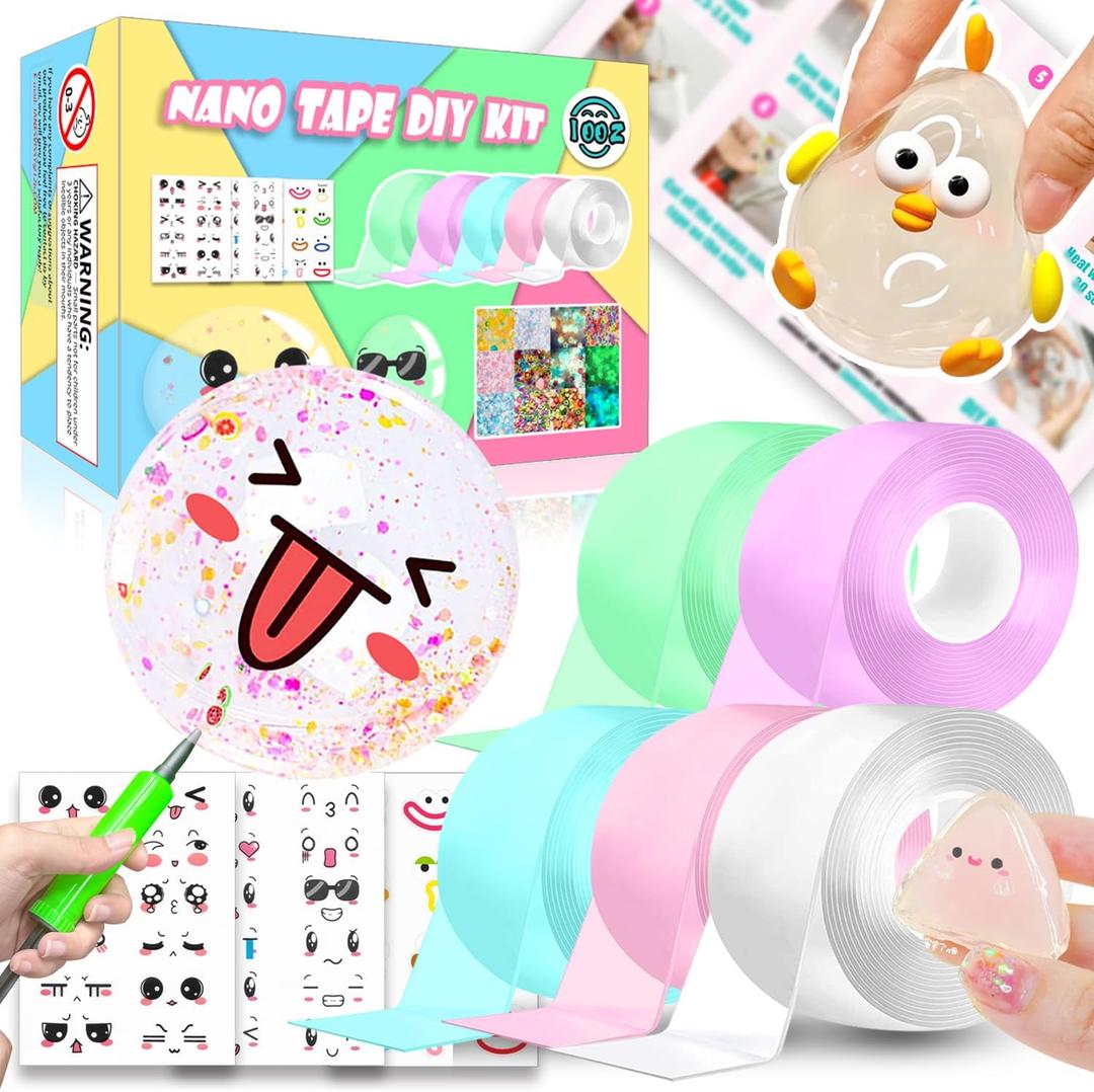 Nano Tape Bubble Kit,Toys for Girls,Cute Stuff for Girl,Cool Stuff for Kids,DIY Craft Kit,Fun Toys for Kids,Gifts for Girls Boys 4, 5, 6, 7, 8, 9, 10, 11, 12 Years Old,5PCS (2"&1.2")