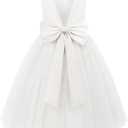 JerrisApparel Flower Girls Dress Wedding Satin Dresses Princess Birthday Party Prom Ball Gown (5-6 Years, White)