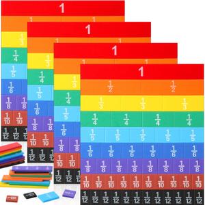 Sayglossy 4 Sets Fraction Tiles Sets for Math Fraction Manipulatives Montessori Math Materials EVA Foam Algebra Tiles Games for Classroom Teaching Aids, Homeschool Supplies