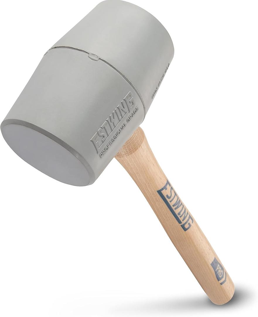 ESTWING Deadhead Rubber Mallet - 18 oz No-Mar Hammer with Bounce Resistant Head & Hickory Wood Handle - DH-18N
