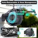 Retractable Garden Hose Reel, 65FT +6FT 5/8" Durable Wall Mounted Water Hose Reel with 180 Swivel Bracket, 9 Pattern Sprayer, 6Ft leader hose,Smooth Automatic Rewind, Any Length Lock.