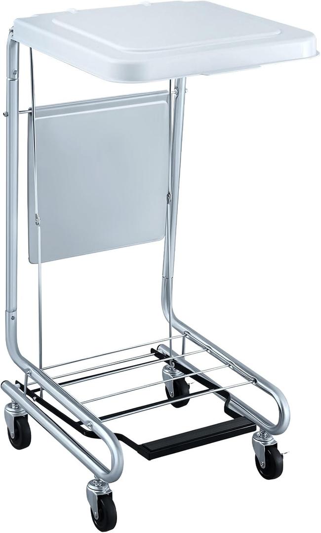 1 Pcs Hamper Stand with Step-on Foot Pedal and Self-closing Lid, Laundry Room Storage, Metal Frame, Holds 30-33 Gallon Capacity Bags for Dorm, Hotel, Home (Bags Not Included), 17.7 X 19.7 X 38.6 Inches