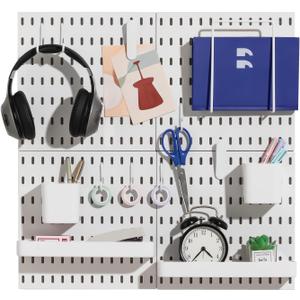 Keepo Pegboard Combination Kit, Pegboards and Accessories Modular Hanging for Wall Organizer, Crafts Organization, Ornaments Display, Nursery Storage, Peg Board, White