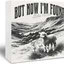 Christian Western Wooden Sign - Religious Western Decor, Inspirational Bible Verse Gifts, Christian Tabletop Shelf Bathroom Desk Decor 5x5 Inch, Luke 15 10,, Sheep