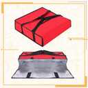 Mifoci 2 Pcs 20 x 20 x 6 Insulated Pizza Delivery Bag Pizza Warmer Bags Carrier Insulated Bags Hold 2-16" or 18" Boxes, for Catering Food Delivery, Restaurants, Cookouts(Red)