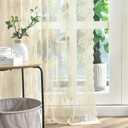 Kotile Beige Sheer Curtains 54 Inch Length 2 Panels, Country Rustic Floral Retro Beige Sheer Lace Curtains for Bedroom, Rod Pocket Light Filtering Privacy Cream Window Curtain Panels, 52 x 54 Inch