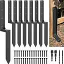 Fence Post Repair Kit - Thickened 11-Gauge Steel Anchors & Stakes for Broken/Leaning 4x4/6x6 Wood Posts (One-Piece, 8-Pack)