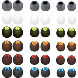 Silicone Replacement Earbud Tips Earbud Covers Eartips Fit Most in-Ear Earbuds(Inner Hole 3.8mm -5.1mm) Headphone Earbuds Rubber Tips 18 Pairs S M L