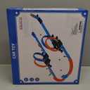 LILYBUDS Toy Car Track Set for Boys Kids Age 3-5 4-7 8-12, Long Race Tracks with 4 Action Loops and 4 High-Speed Slot Cars, 35+ Pieces of Race Track to Create Multiple Configurations