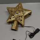 Christmas Tree Topper Projector, LED Star Tree Topper Lighted, Glitter Gold Star Topper Projector with Rotating Snowflake Projection for Indoor Christmas Tree Decor, Xmas Decorations