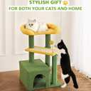 Made4Pets Cat Tree, Small Cat Tower for Indoors Cats, Cute Wood Kitty Condo with Scratching Post and Pad, 29" Multi-Level Modern Activity Climbing Furniture for Small and Medium Cats, Green
